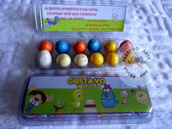 CONVITE CAIXA DE OVO - GOMA DE MASCAR